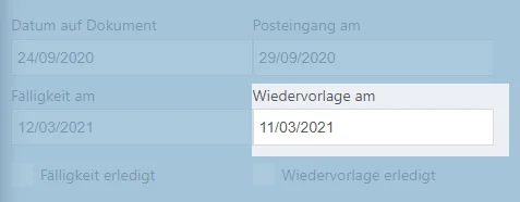 Datum der Wiedervorlage festlegen
