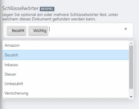 Schlüsselwort hinzufügen