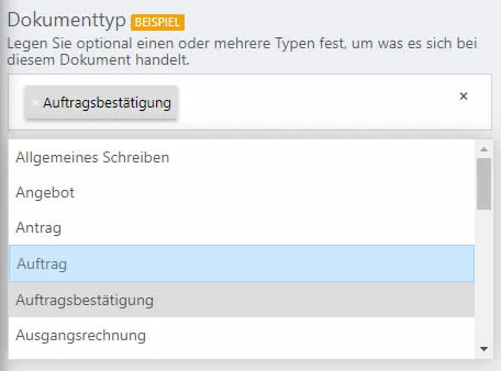 Dokumenttyp hinzufügen