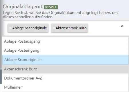 Originalablageort hinzufügen