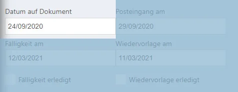 Datum auf dem Dokument