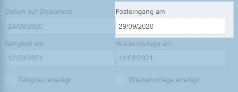 Datum des Posteingangs